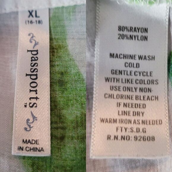 Vintage Tropical Gauze Beach Coverup Top Blouse XL White Floral Tab Sleeve Aloha - Picture 3 of 13